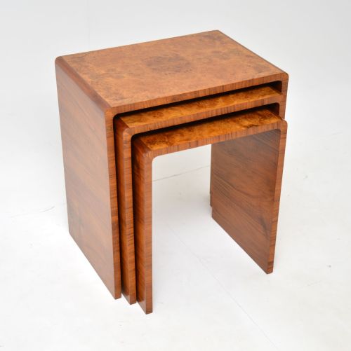 1930'S Art Deco Burr Walnut Nest of Three Tables