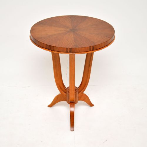French Art Deco Figured Walnut Occasional Side Table
