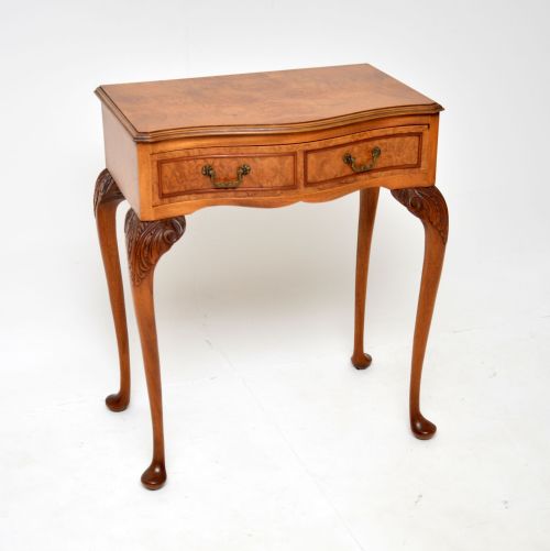 Antique Burr Walnut Console Side Table