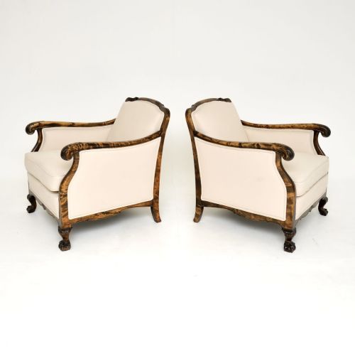 fig 1. Pair of Antique Swedish Satin Birch Armchairs
