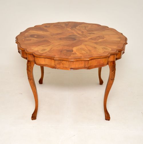 fig 1. Antique Dutch Olive Wood Dining Table & Four Chairs
