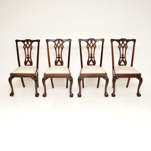 Set of 4 Antique Mahogany Chippendale Dining Chairs