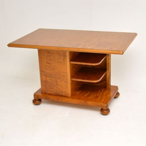 Antique Swedish Satin Birch Coffee / Library Table