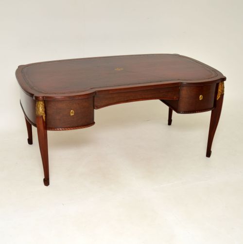 Large Antique French Leather Top Mahogany Desk