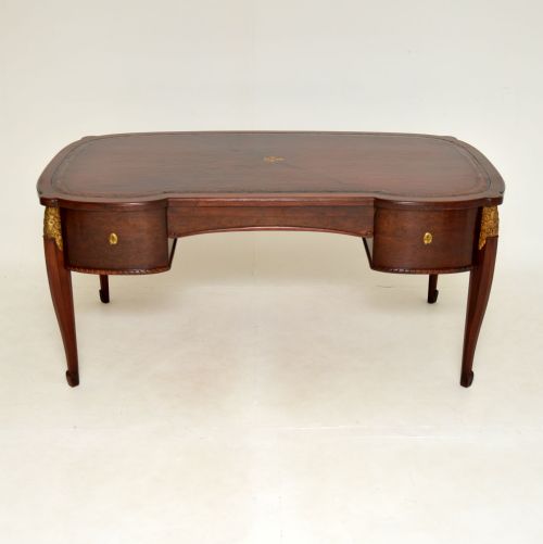 fig 2. Large Antique French Leather Top Mahogany Desk