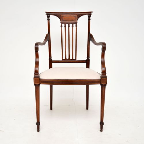 fig 1. Antique Edwardian Inlaid Mahogany Armchair