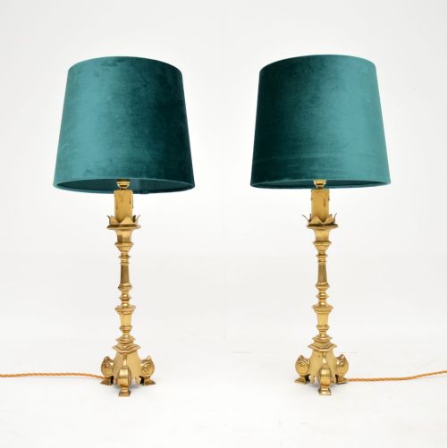 Pair of Antique Solid Brass Table Lamps