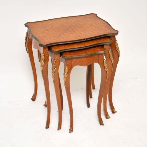 Antique French Inlaid Parquetry Nest of Three Tables
