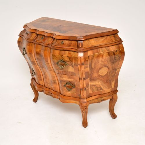 fig 1. Antique Dutch Marquetry Bombe Commode in Olive Wood