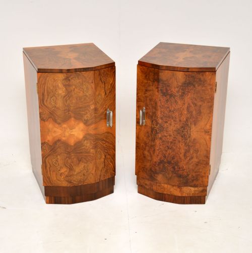 1930'S Pair of Walnut Art Deco Bedside Cabinets