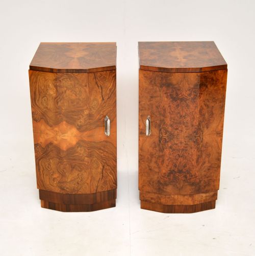 fig 1. 1930's Pair of Walnut Art Deco Bedside Cabinets