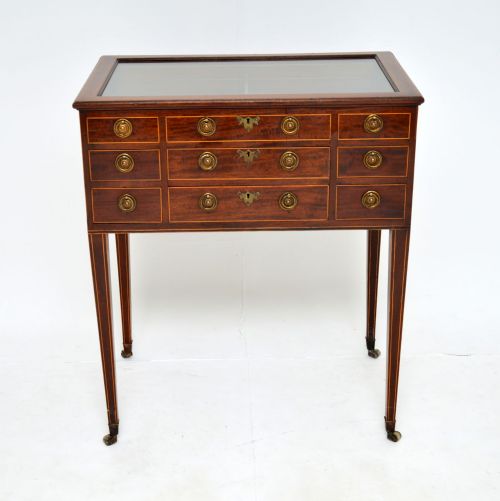 fig 1. Antique Georgian Inlaid Mahogany Bijouterie Jewellery Case Table