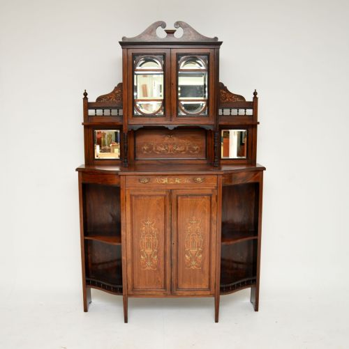 Antique Victorian Inlaid Rosewood Chiffonier Cabinet