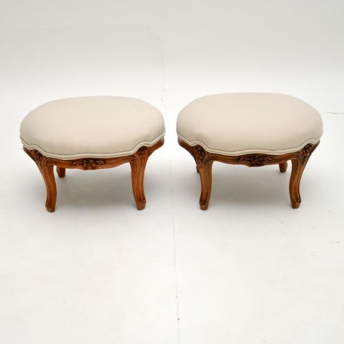 fig 1. Pair of Antique French Carved Walnut Foot Stools
