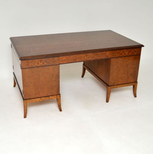 fig 1. Antique Swedish Biedermeier Style Satin Birch Partners Desk