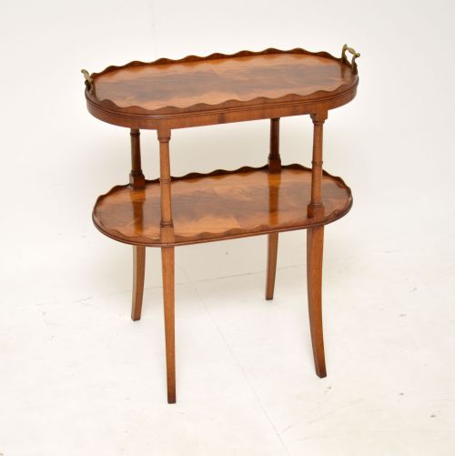 Antique Mahogany Pie Crust 2 Tiered Side Table
