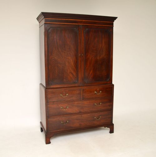 Antique Georgian Mahogany Linen Press Wardrobe
