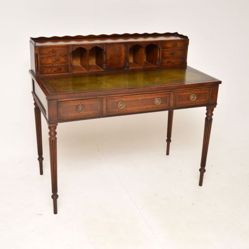 Antique Mahogany Leather Top Bonheur Du Jour Desk
