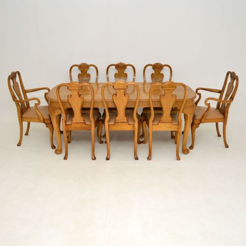 Antique Burr Walnut Dining Table & Chairs by Epstein
