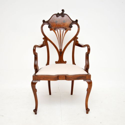 fig 1. Antique Art Nouveau Inlaid Mahogany Armchair
