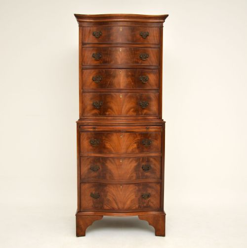 fig 1. Antique Mahogany Serpentine Chest on Chest