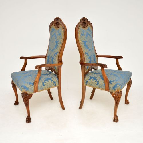 fig 1. Pair of Antique Walnut Carver Armchairs
