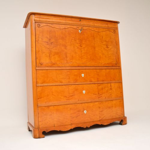 fig 1. Antique Swedish Satin Birch Secretaire Chest
