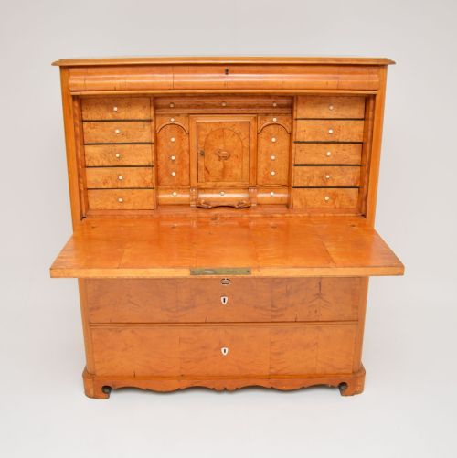 fig 2. Antique Swedish Satin Birch Secretaire Chest