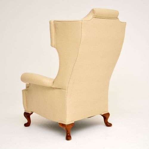 fig 1. Antique Chippendale Style Faux Leather Wing Back Armchair
