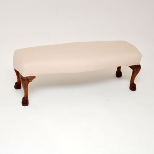 Antique Carved Mahogany Foot Stool
