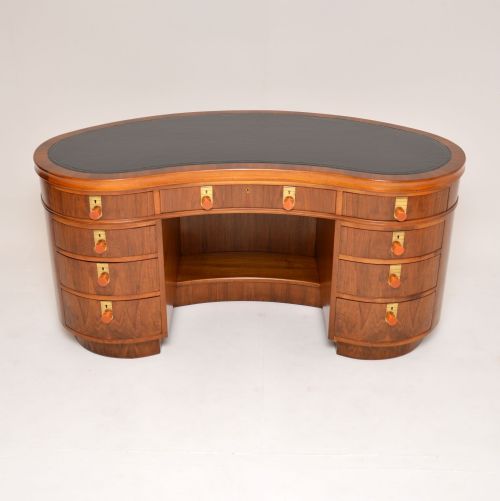 Vintage Art Deco Kidney Desk in Walnut by Laszlo Hoenig
