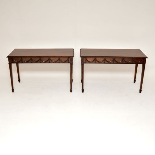 Pair of Antique Georgian Period Mahogany Console Tables
