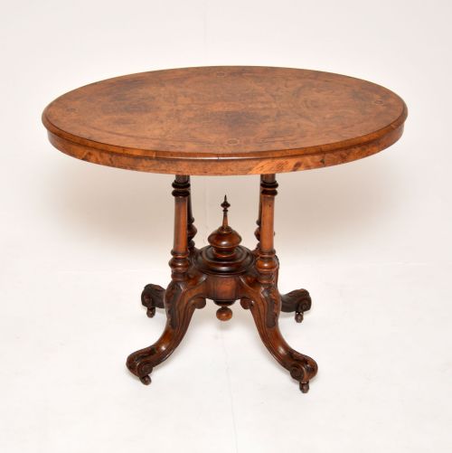 Antique Victorian Inlaid Walnut Occasional Side Table
