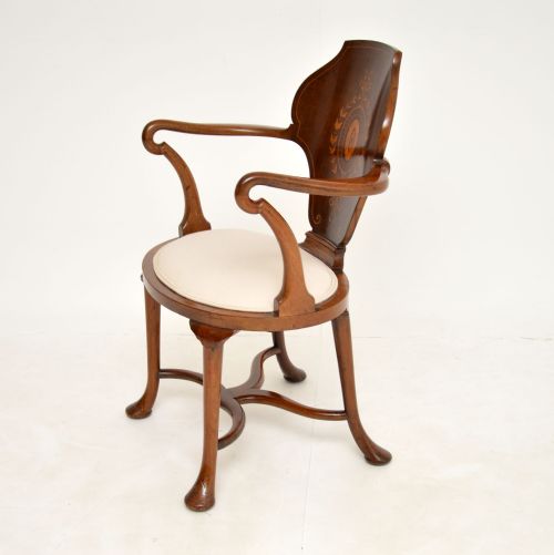 fig 1. Antique Edwardian Inlaid Mahogany Armchair