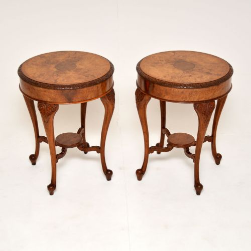 Pair of Antique Burr Walnut Side Tables
