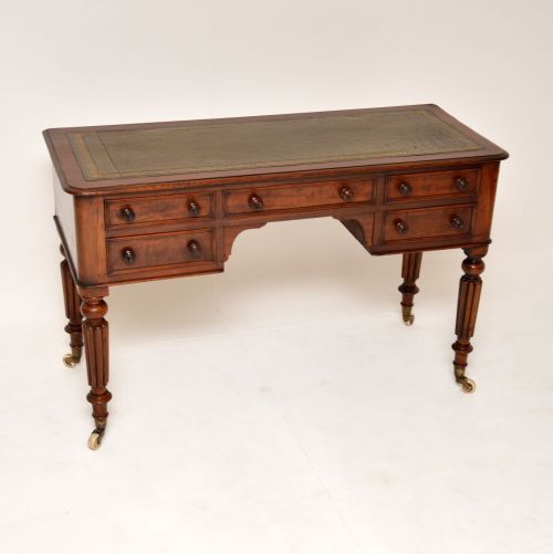 Antique Victorian Mahogany Leather Top Desk