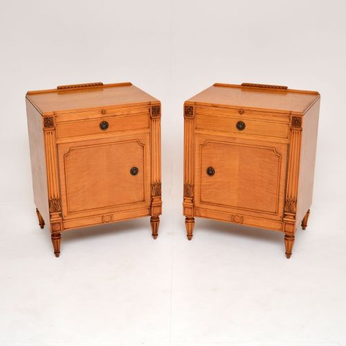 Pair of Antique Swedish Empire Sycamore Bedside Cabinets
