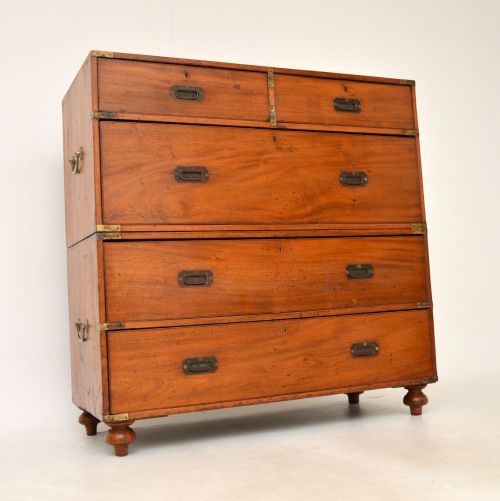 Antique Victorian Colonial Military Campaign Chest of Drawers

