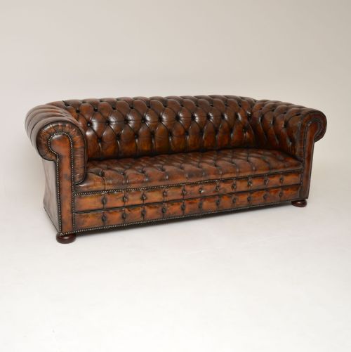 Antique Deep Buttoned Leather Chesterfield Sofa