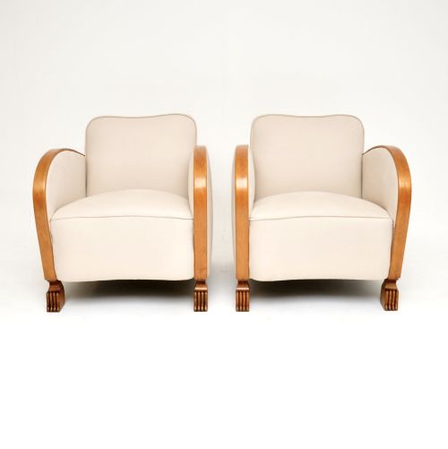 fig 1. Pair of Swedish Art Deco Satin Birch Armchairs
