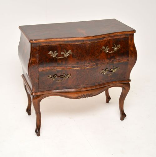 Antique French Burr Walnut Bombe Commode