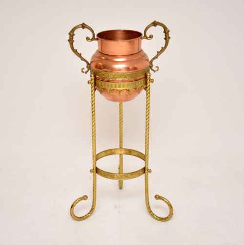 Antique Copper & Brass Plant Stand
