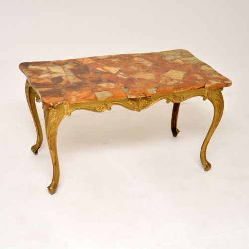 Antique French Brass & Onyx Coffee Table
