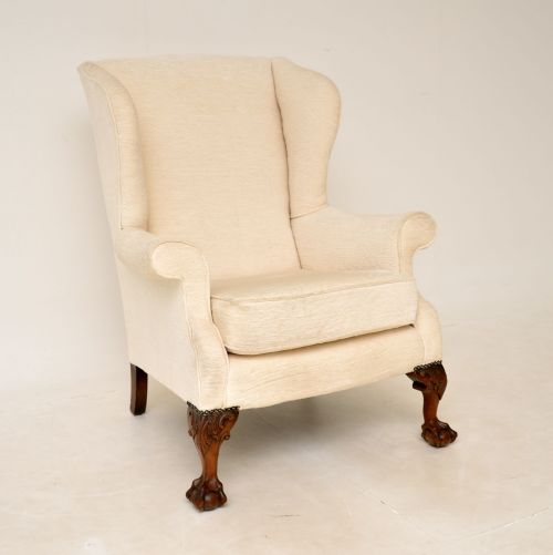 Antique Chippendale Style Wing Back Armchair