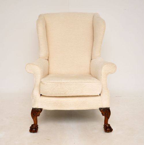 fig 1. Antique Chippendale Style Wing Back Armchair
