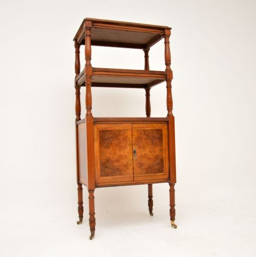 Antique Burr Walnut Etagere Stand
