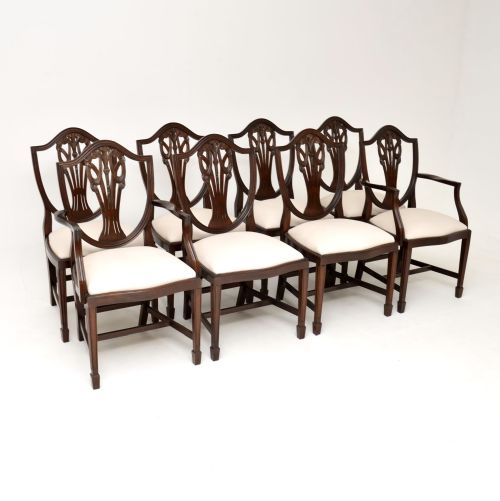 Set of 8 Antique Sheraton Style Mahogany Dining Chairs