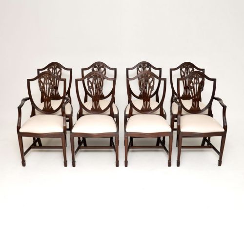 fig 1. Set of 8 Antique Sheraton Style Mahogany Dining Chairs