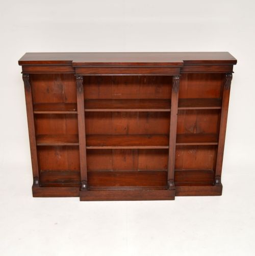 fig 1. Antique Victorian Mahogany Open Breakfront Bookcase