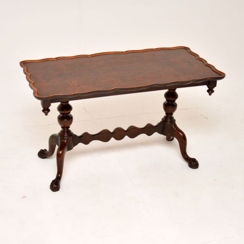 Antique Burr Walnut Pie Crust Coffee Table
